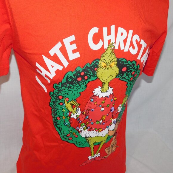 Dr Seuss How the Grinch Stole Christmas Mens S Red I HATE CHRISTMAS T Shirt - Picture 4 of 9
